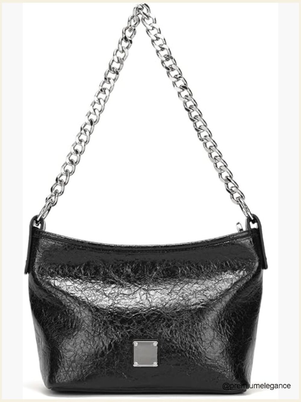 Faux Leather Bucket Crossbody Bag Chain Hobo Handbag Purse